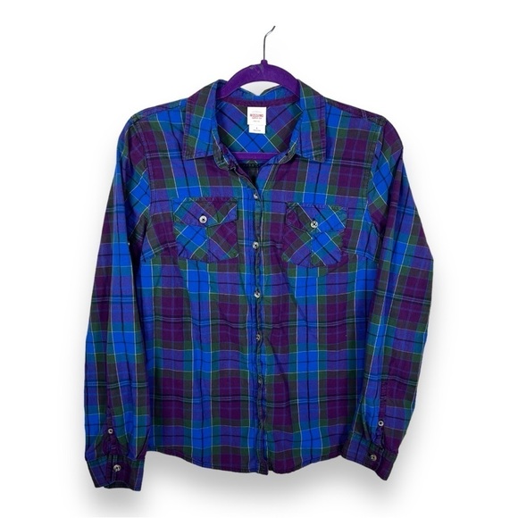 LARGE MOSSIMO PLAID BUTTON FRONT SHIRT  COTTON LIGHTWEIGHT - Picture 1 of 11